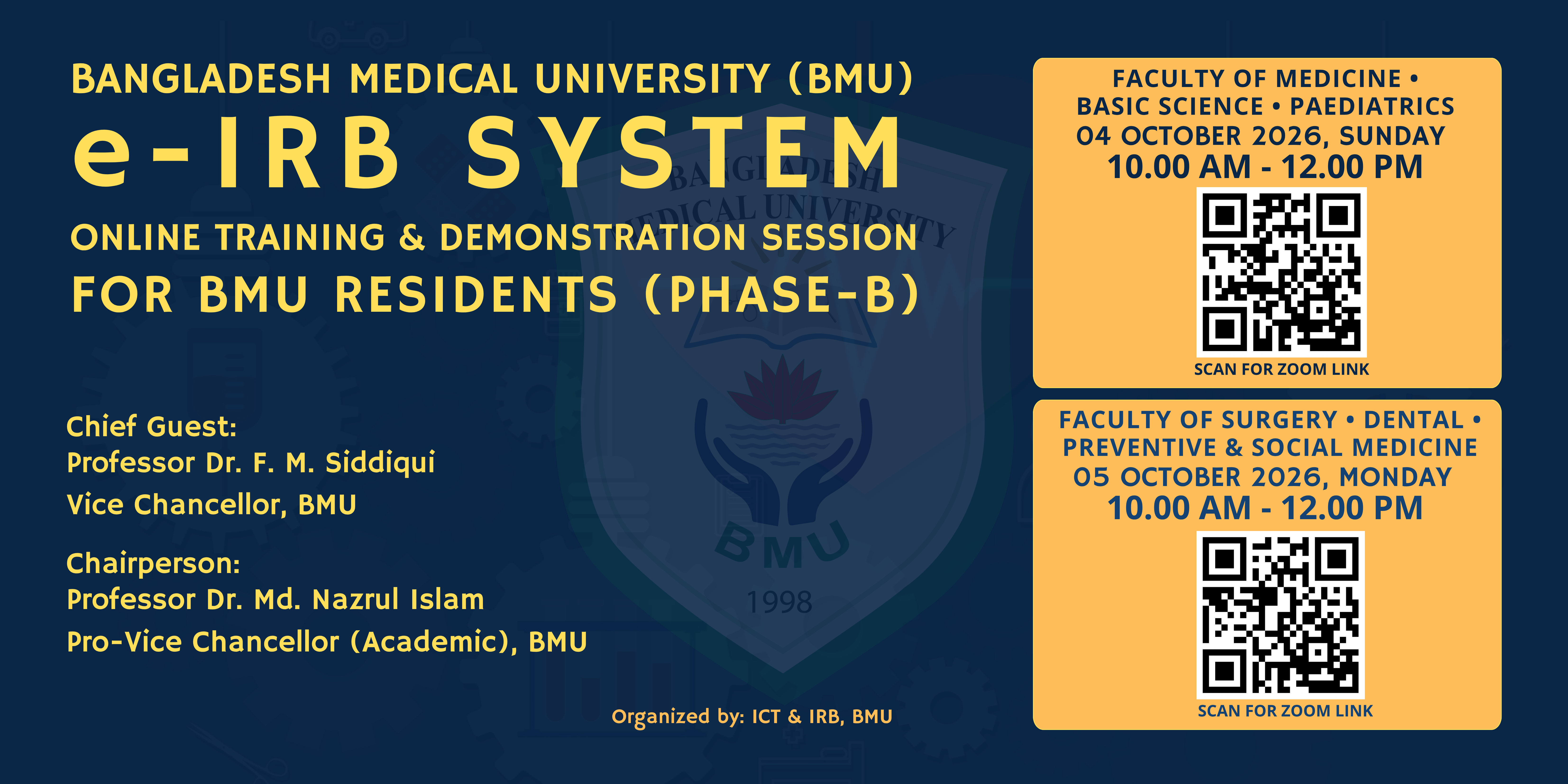 Online Training & Demonstration Session on e-IRB System for BMU Residents (Phase-B)